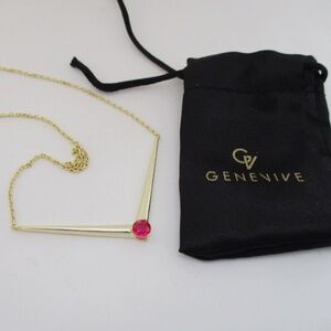 GENEVIVE 14k Yellow Gold Plated with Zirconia Solitaire Necklace